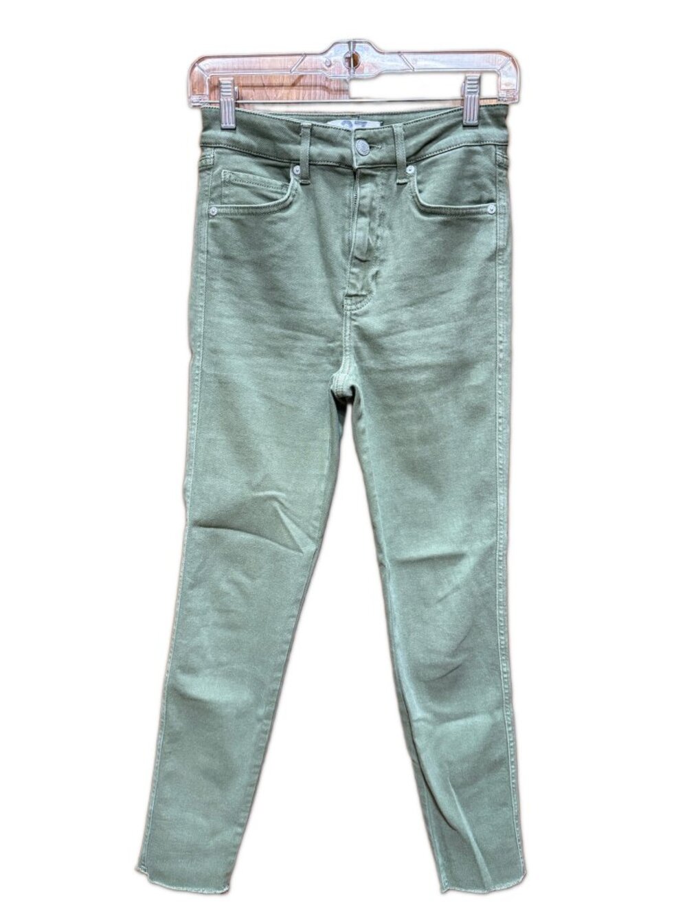 Free People Olive Raw Hem High Rise Skinny Jeans